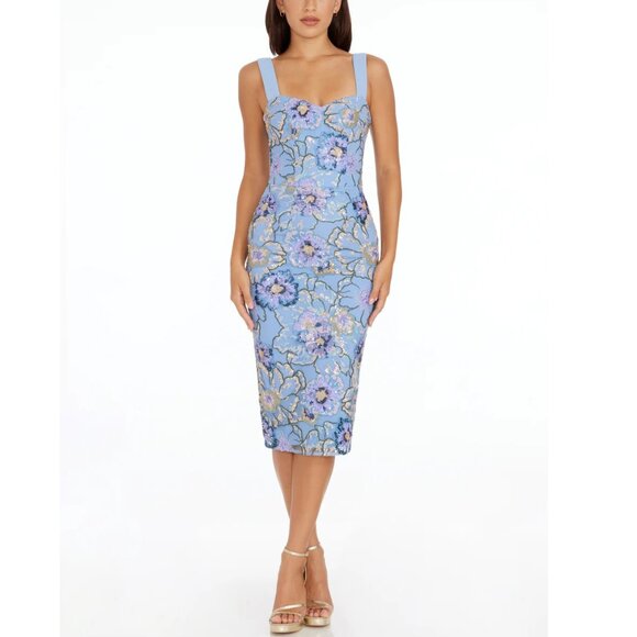 Dress the Population Dresses & Skirts - NWT $298 DRESS THE POPULATION NICOLE DRESS IN SKY BLUE MULTI SIZE S